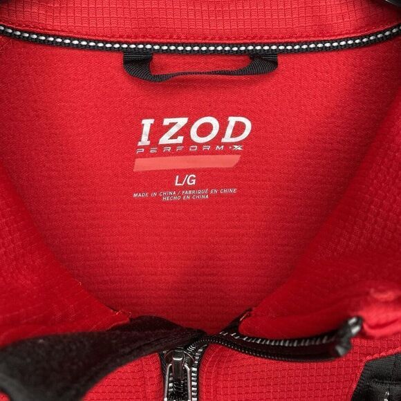 IZOD Mens Full-Zip Track Jacket EUC Sz L Red Perform-X Zip-Pockets - Picture 8 of 9